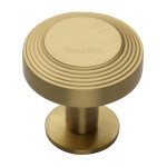 M Marcus Heritage Brass Ridge Design Cabinet Knob with Rose 38mm 